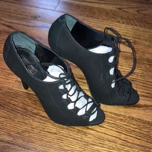 Schutz lace up high heel booties